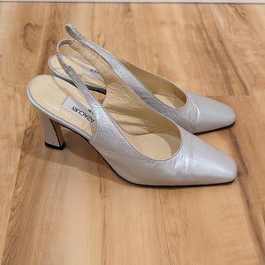 Vintage Joseph Azagaury silver slingback pumps